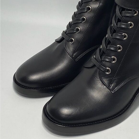 GIANVITO ROSSI Lagarde Calf Leather Side-Zip Combat Booties size 38 - Picture 2 of 12